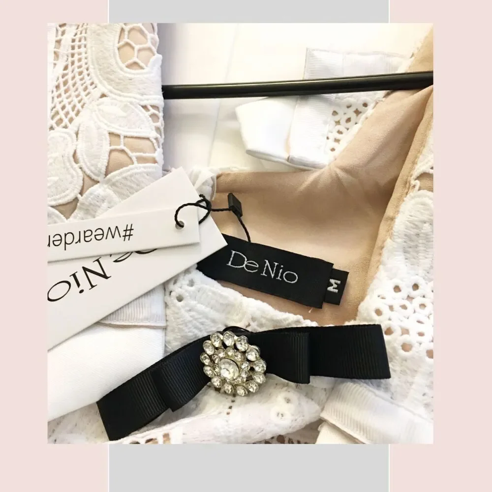 WHITE COCKTAIL & PARTY DRESS | NWT Lace mini dress Sz M - Picture 5 of 6